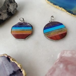 Astitva Jewellery - Rainbow Hexagonal+Sphere Natural Gemstone Pendants