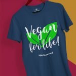 vegan for life blue tshirt