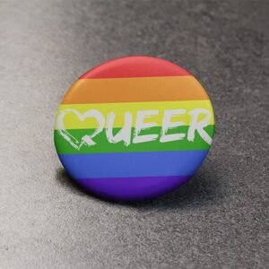 queer white badge
