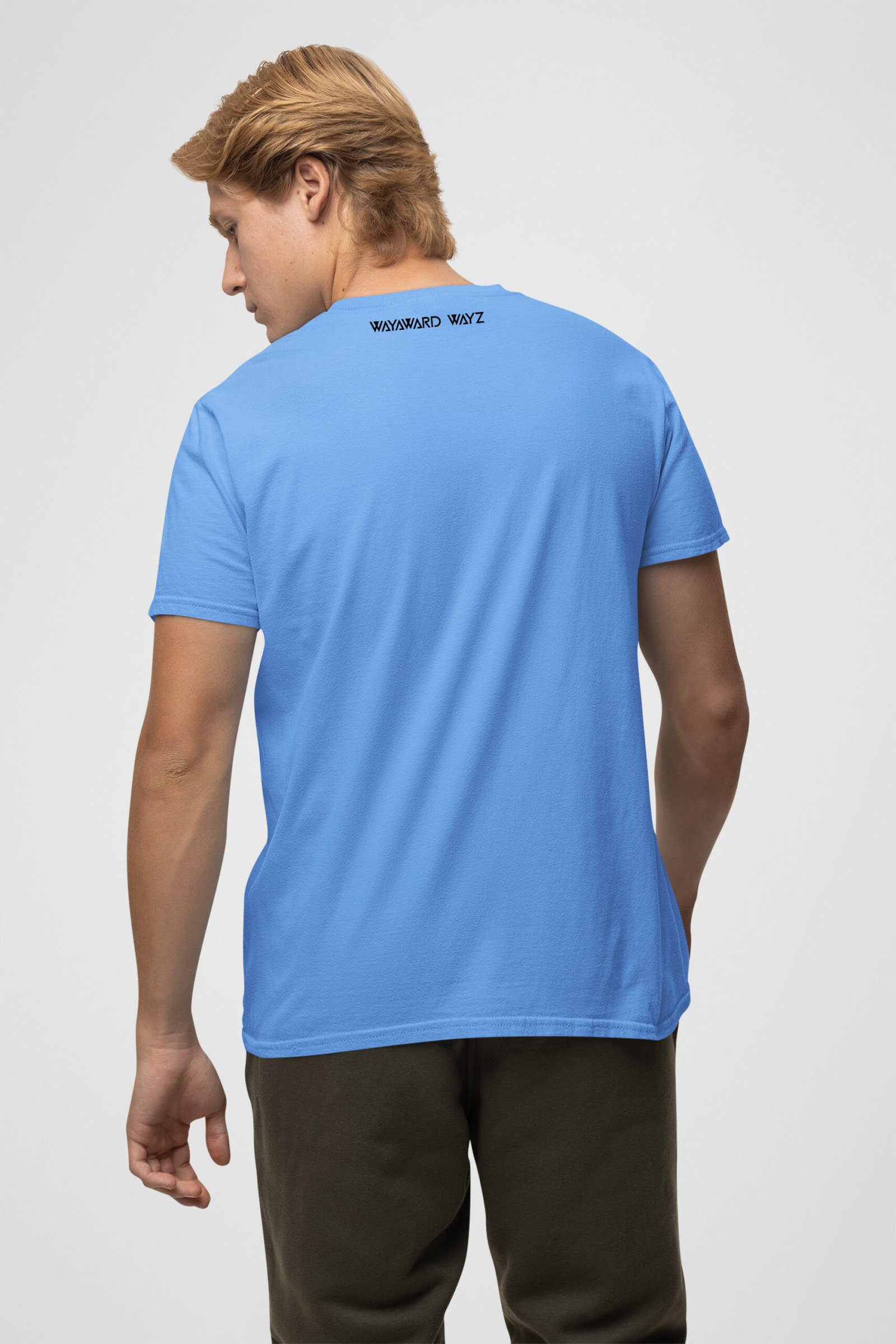 Wayward Wayz Solid T-Shirt Sky Blue-model back