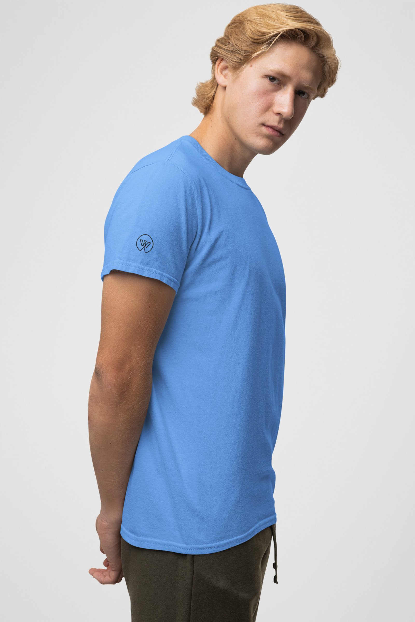 Wayward Wayz Solid T-Shirt Sky Blue-model side